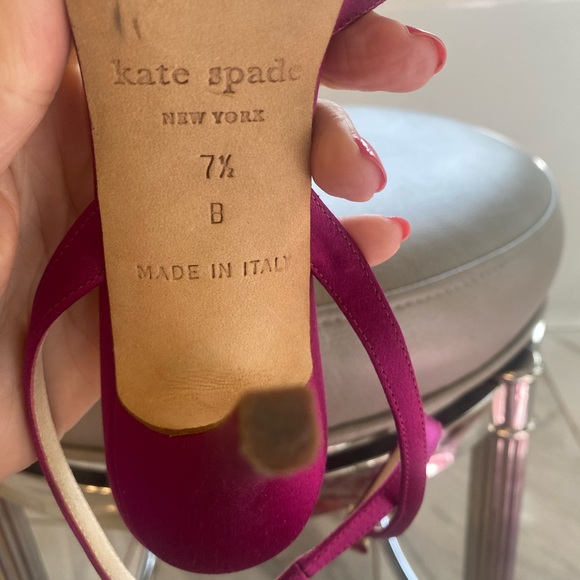 Kate Spade Fuchsia Shelby Ankle Strap Satin Heels 7.5 - Picture 10 of 10